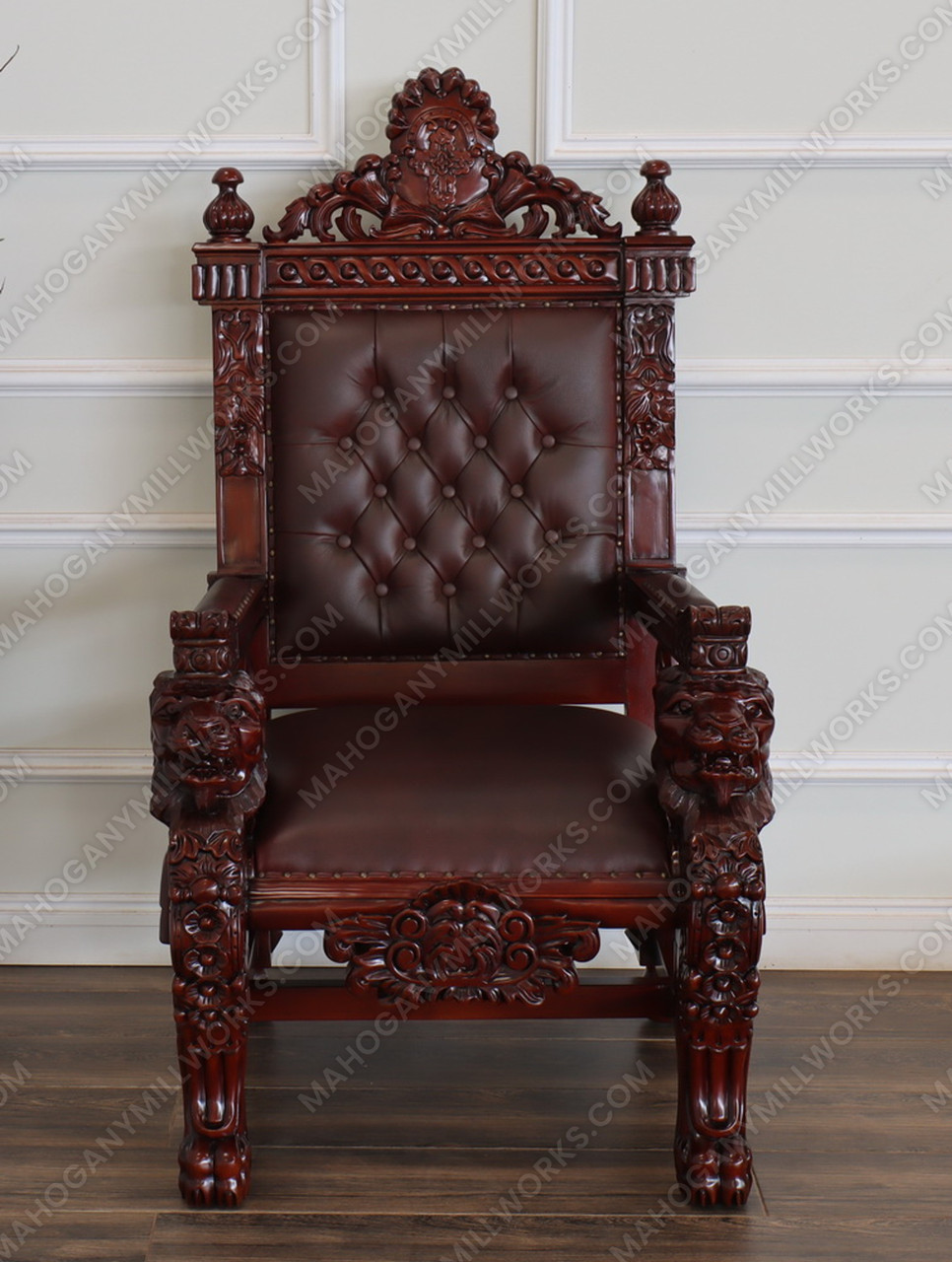 Brown Leather Bishop's Throne Chair | Custom Design