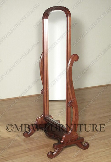 Tall Distressed Mahogany Standing Floor Mirror