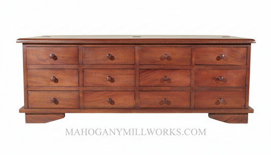 Distressed 12-Drawer Storage Coffee Table