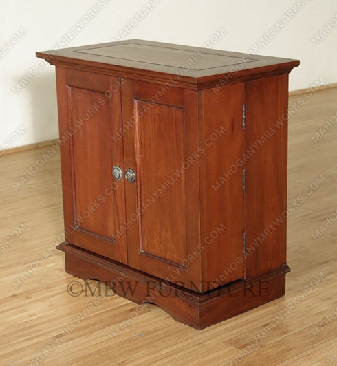 Solid Mahogany Distressed Low TV Media Storage Cabinet Table