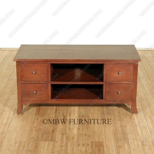 Solid Mahogany Distressed TV Stand Media Entertainment Center