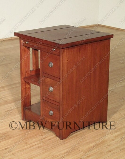 Distressed Solid Mahogany Mission 3-Drawer End Side Table