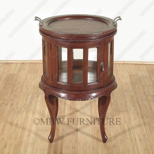 Distressed Solid Mahogany Victorian Round Dumbwaiter Tea Table
