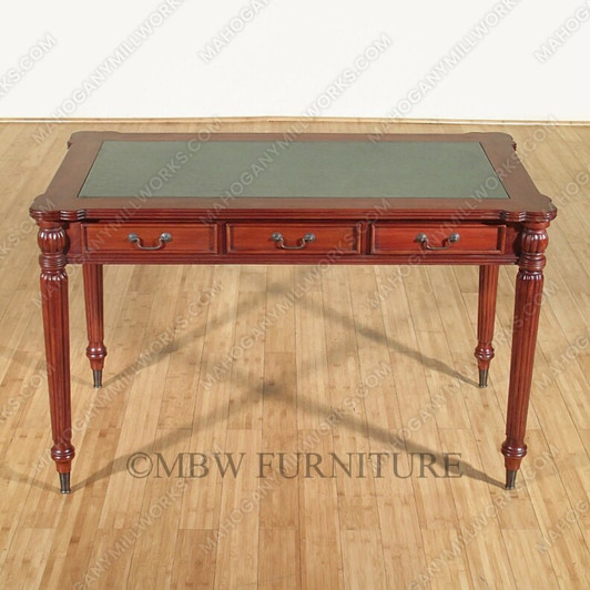 Solid Mahogany Sheraton Leather Top Office Writing Desk