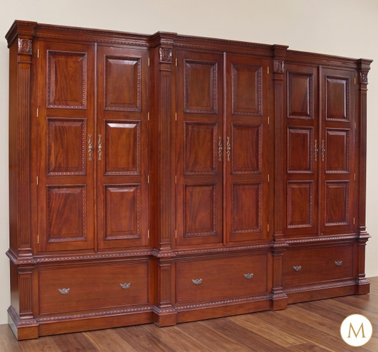 11.5ft Mahogany Paneled Sectional Wardrobe