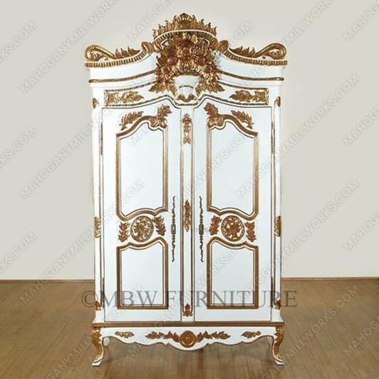 White / Gold French Armoire