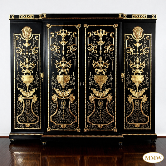 9ft Black & Gold Versace Style Wardrobe