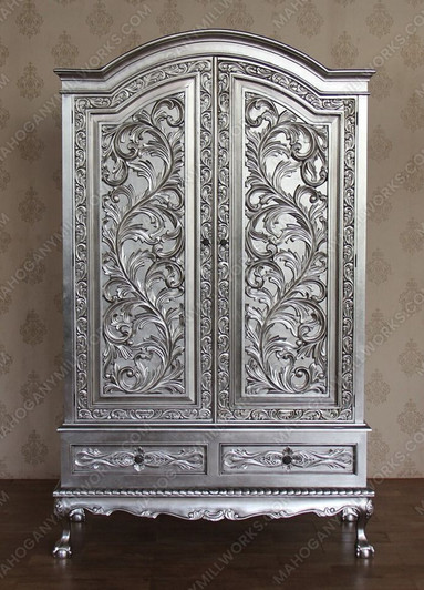 Real Silver Leaf Rococo Cabinet