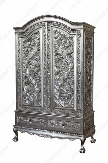 Real Silver Leaf Rococo Cabinet