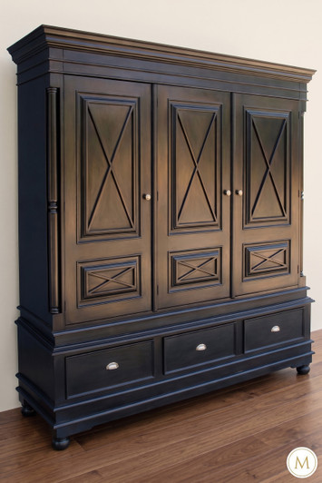 7ft Black 3-Door Wardrobe