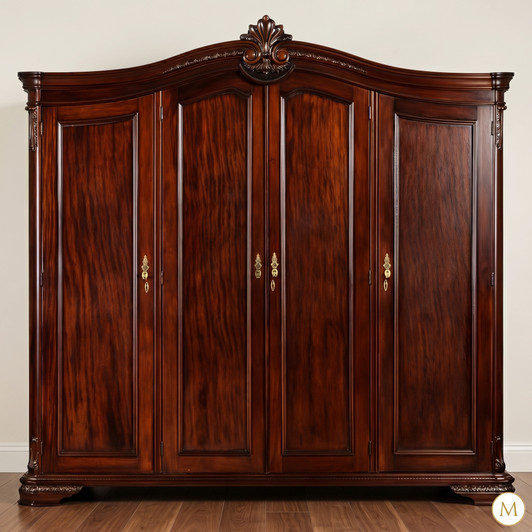 7.5ft Dark Mahogany 5-Door Wardrobe