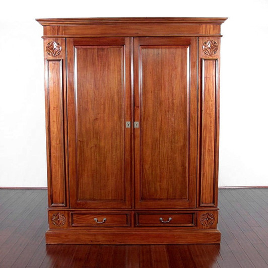 6ft Solid Mahogany 2-Door Wardrobe (6ft W x 7ft H)