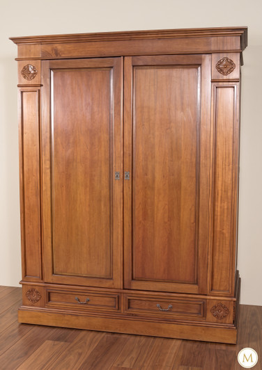 6ft Light Mahogany Pocket Doors TV Entertainment Armoire/Wardrobe