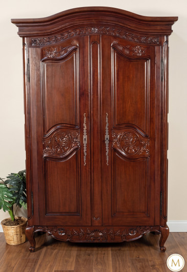 Solid Mahogany 2-Door Armoire w/ 3 Drawers