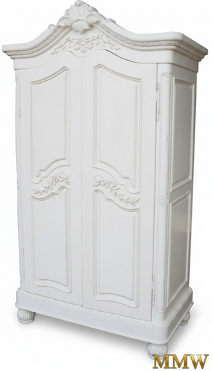 White 2-Door French Armoire Wardrobe
