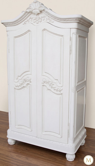 White 2-Door French Armoire Wardrobe