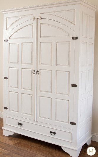 White 2-Door Panel Armoire Wardrobe