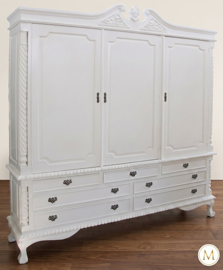 White 3-Door Armoire Wardrobe