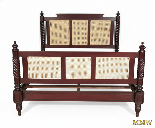 British Colonial Cane Panel Bed