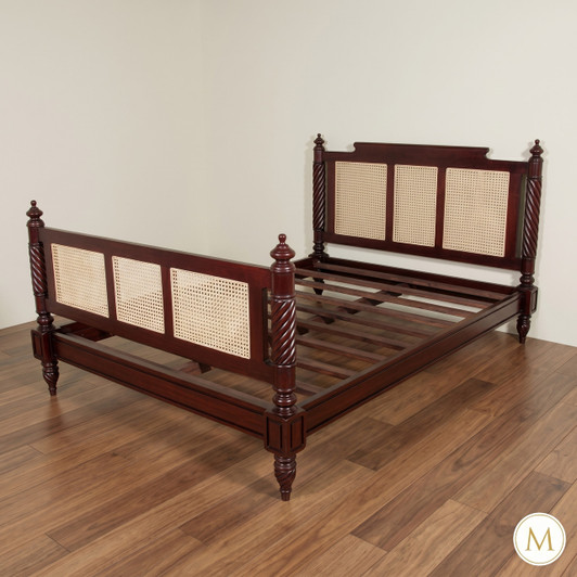 British Colonial Cane Panel Bed