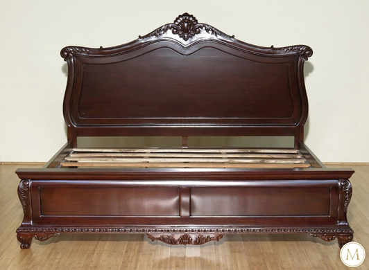 Dark Mahogany Carved Sleigh Bed