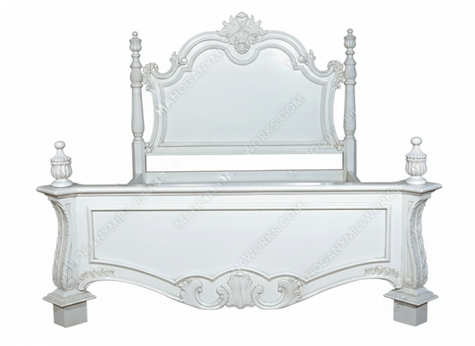 Distressed White Shabby Cottage Queen Panel Bed