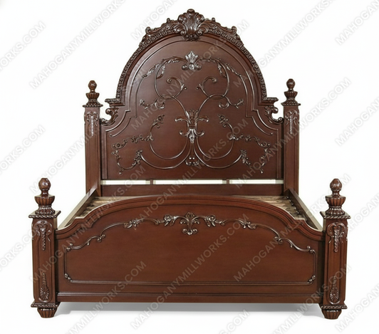 Solid Dark Mahogany Queen Panel Bed