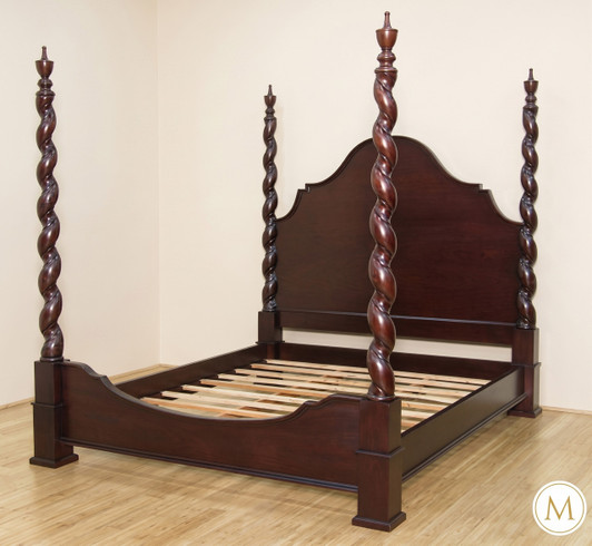 Dark Mahogany Barley Twist Four Post Bed