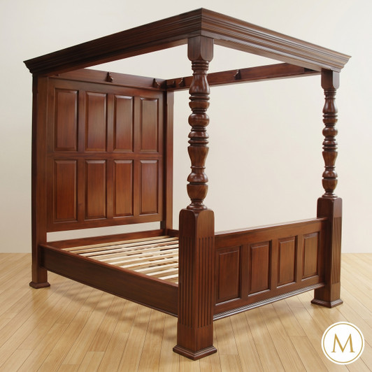 Mahogany English Colonial Plantation Canopy Bed