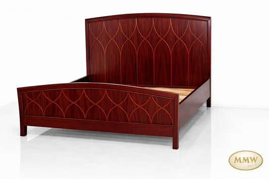 Solid Mahogany Rosewood Inlaid King Panel Bed