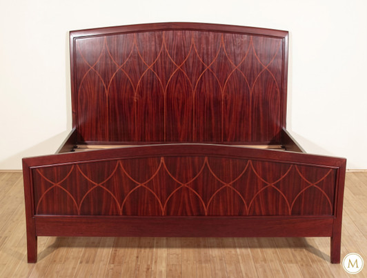 Mahogany Rosewood Inlaid King Panel Bed