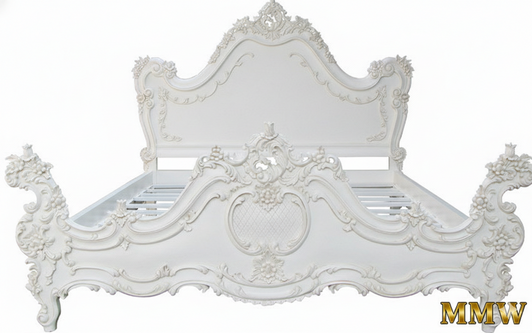 French Rococo Palace Hand-Carved Bed