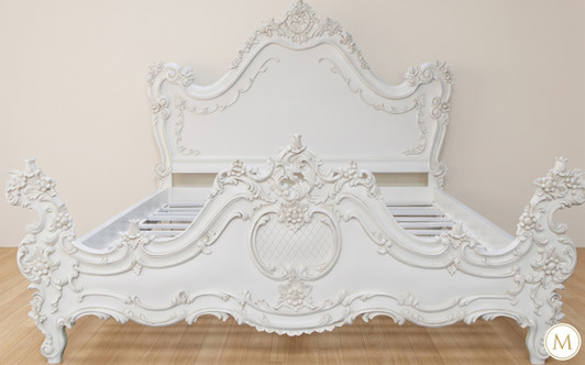 French Rococo Palace Hand-Carved Bed