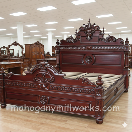 Dark Mahogany Gothic Demon Gargoyle Bed