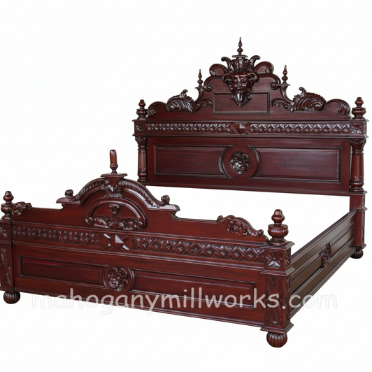 Dark Mahogany Gothic Demon Gargoyle Bed