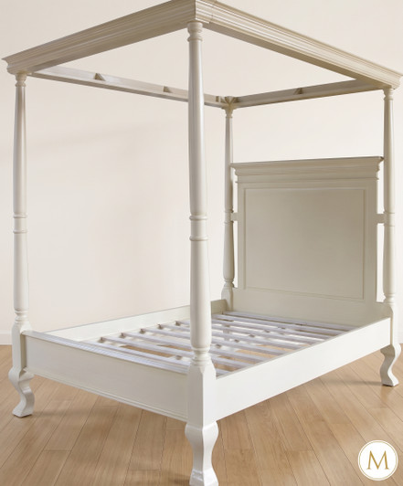White Painted Four Post Canopy Bed
