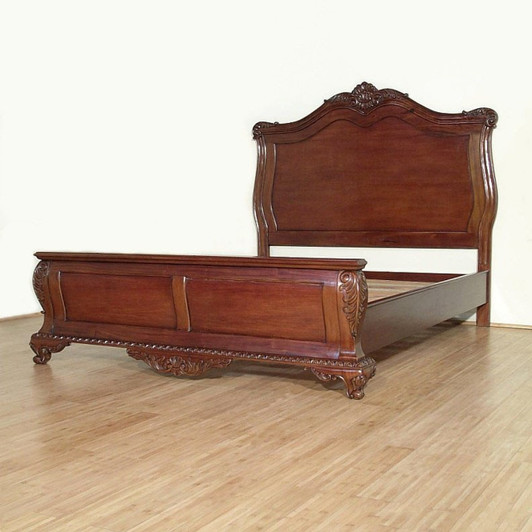 Mahogany Distressed Louis Philippe Manor Sleigh Bed
