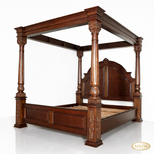 Solid Mahogany Roman Four Poster Canopy Bed