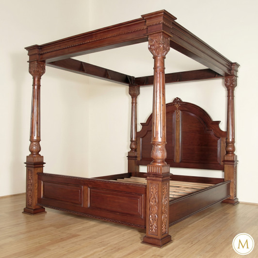 Solid Mahogany Roman Four Post Canopy Bed
