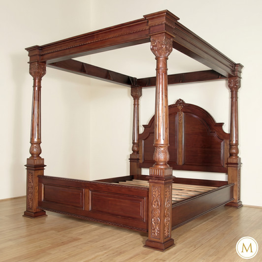 Solid Mahogany Roman Four Post Canopy Bed