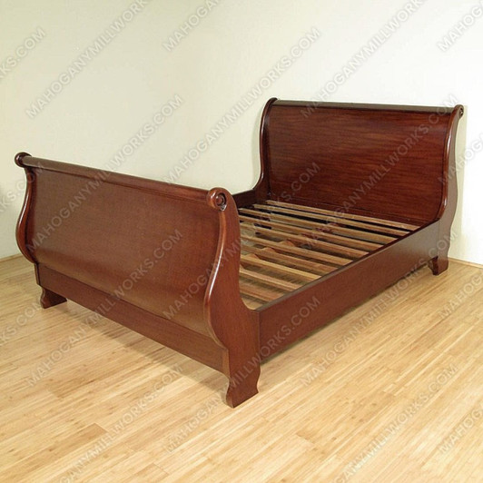 Walnut Victorian Queen Sleigh Bed