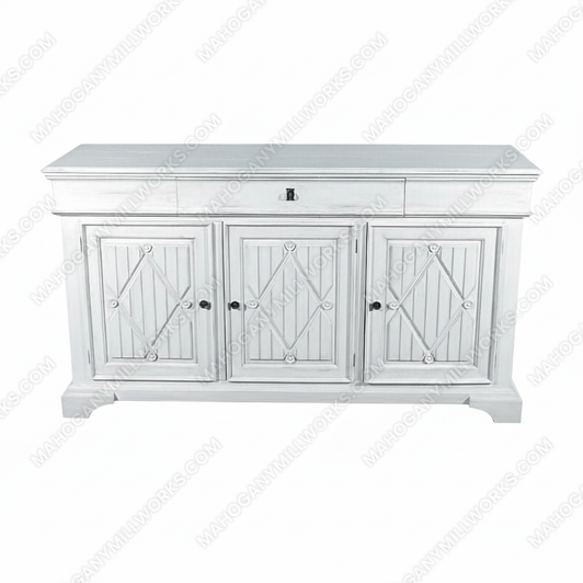 6ft Distressed White Buffet Sideboard Server
