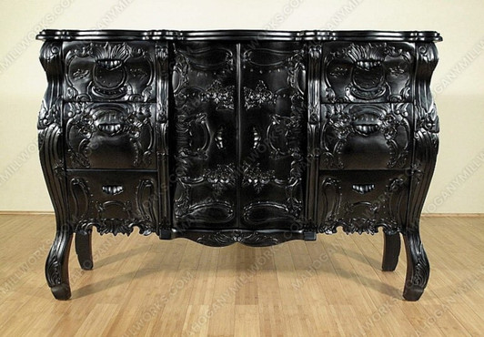 Black Rococo Carved Dresser