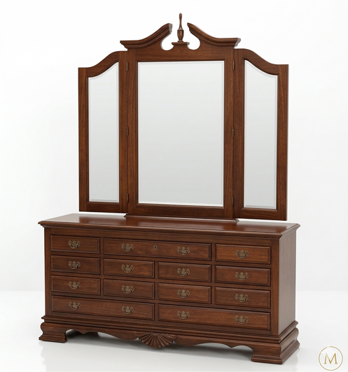 Mahogany Sheraton Style Dresser w/ Mirror