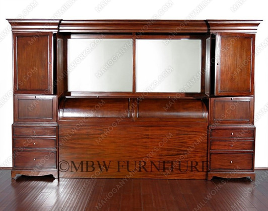 12ft Mahogany King Headboard w/ Bookcase