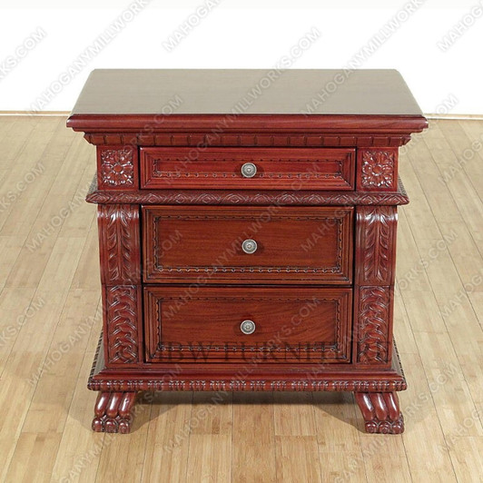 Cherry Baroque 3-Drawer Nightstand