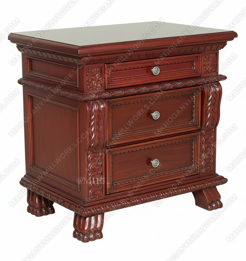 Cherry Baroque 3-Drawer Nightstand