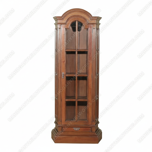 Distressed Tall Narrow Walnut Bookcase