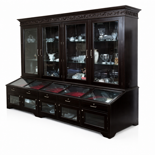10ft Espresso Lockable Jewelry Display Showcase Cabinet