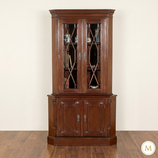 Solid Mahogany 2 Door Corner Cabinet